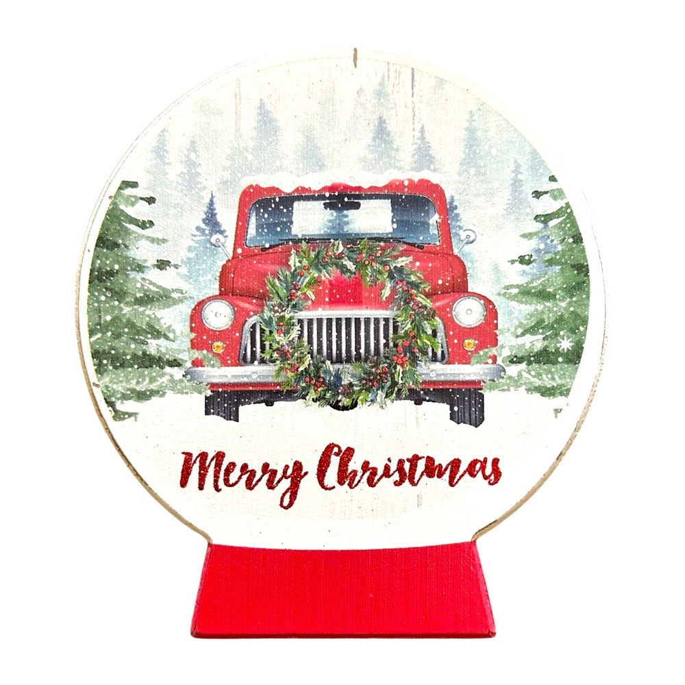 Farmhouse Distressed Red Truck “Merry Christmas” Wood Sign